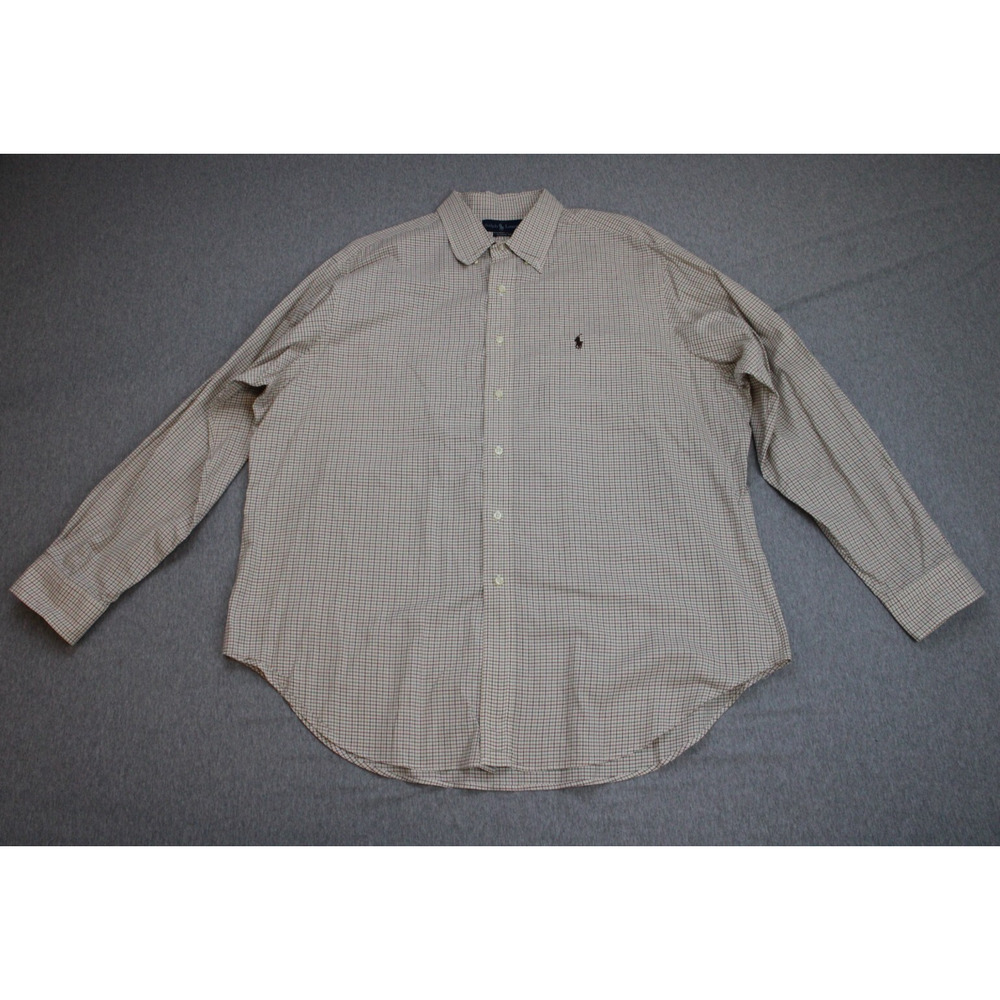 Ralph Lauren Shirt Mens 17.5 - 34/35 Check 100% Cotton Classic Button Down Pony